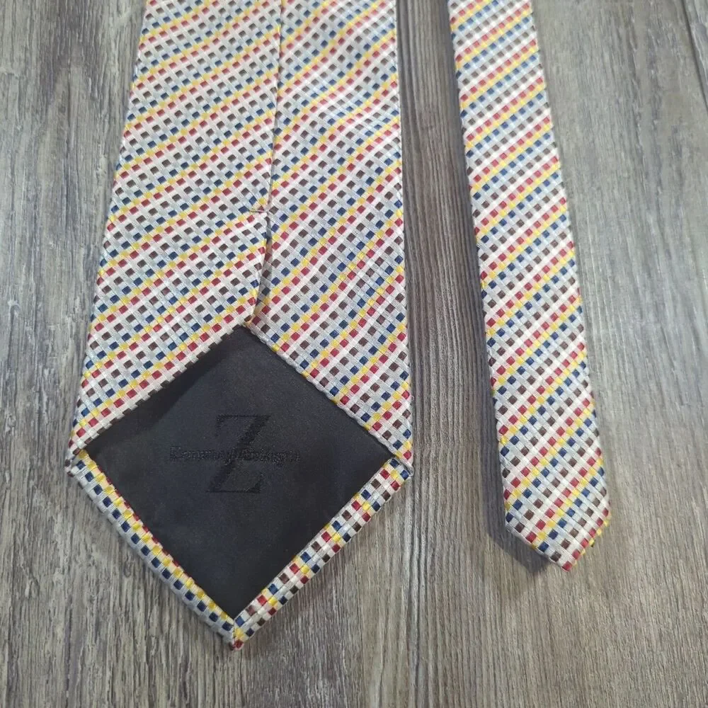 Ermenegildo Zegna Tie Men's Necktie Multicolor Geometric Silk Italy Modern